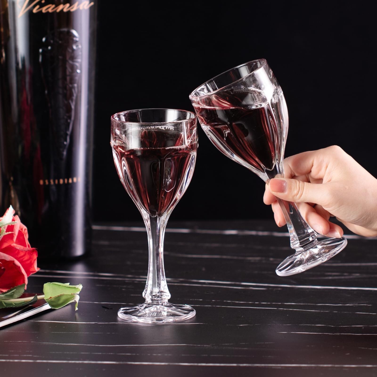 Set di bicchieri da vino da 2,228 ml in cristallo soffiato a mano Bordeaux, bordo liscio, stelo lungo for vino rosso bianco, regalo for l'anniversario di matrimonio Bicchiere per bevande