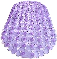 Vista 1 de Pebbles" Alfombra antideslizante para bañera y ducha de 27 x 14 pulgadas, ovalada, no tóxica, segura, limpia, lavable a máquina, agarre y drenaje