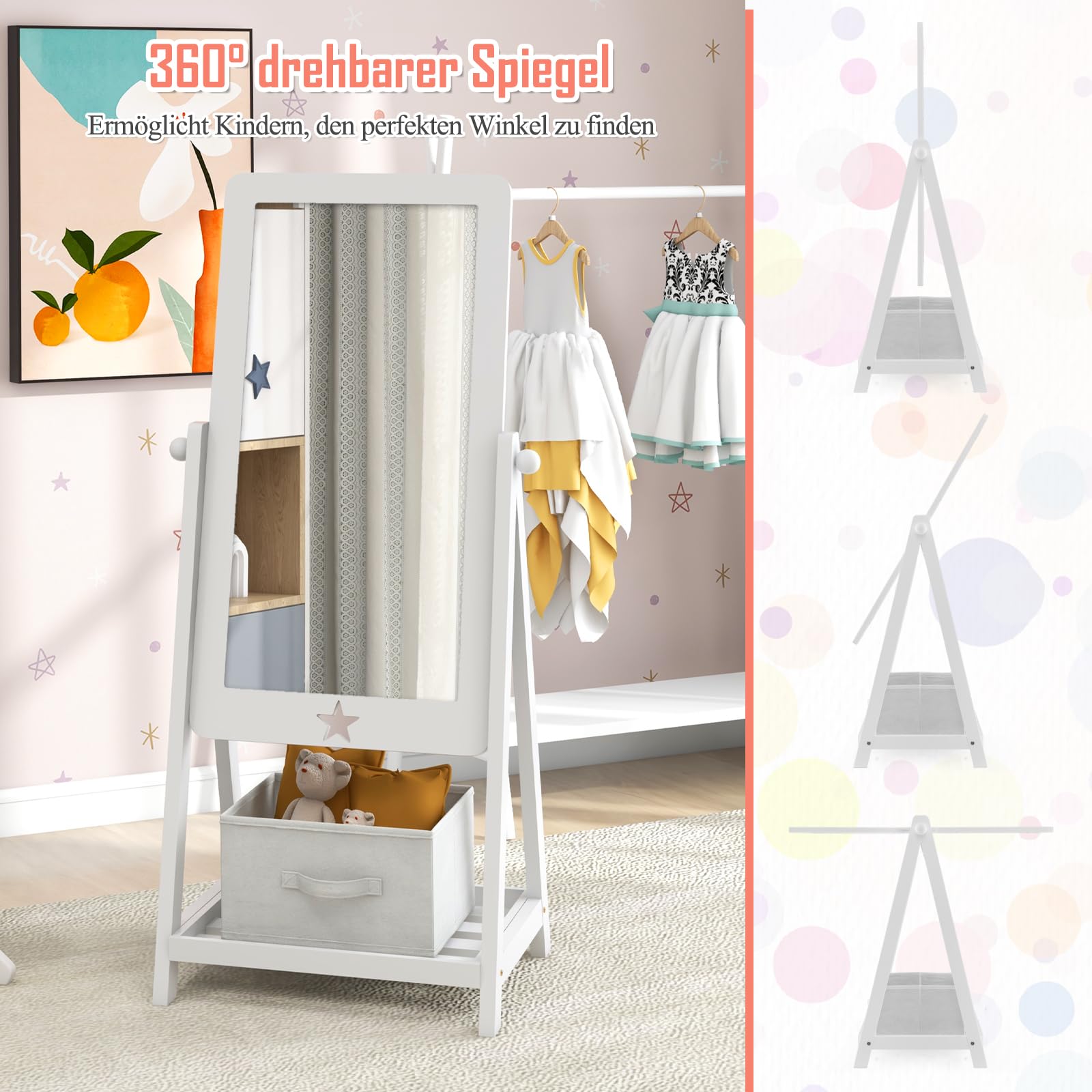 GOPLUS Standspiegel für Kinder, Freistehender