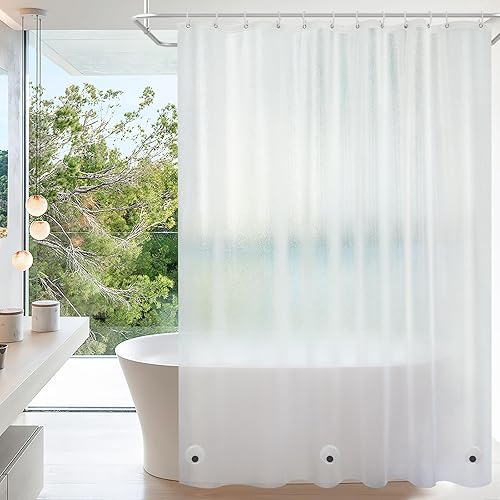 Miniatura 5 de Forro de cortina de ducha EVA 3D de seda esmerilada con 3 imanes extragrandes, forro de cortina de ducha impermeable sin BPA, sin olor, 72 x 72