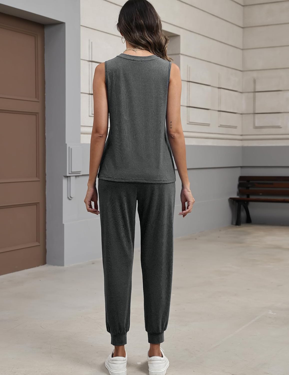 Women's Pajamas Set Lounge Sets for Women Sleeveless Pleated Pullover Tops and Long Pants 2 Piece Outfits S-XXL - Image 6