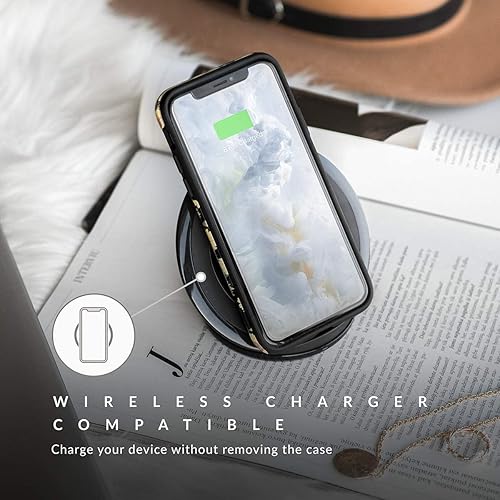 Miniatura 8 de BURGA Paquete de funda para iPhone 13 PRO con patrón de lunares negros y funda rígida para Airpod compatible con Apple Airpods Pro, color almendra