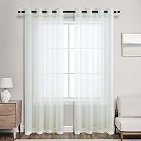Vista 9 de Cortinas traslúcidas terracota de 84 pulgadas de largo para sala de estar y dormitorio, con ojales, estilo bohemio, aireadas, transparentes, de lino