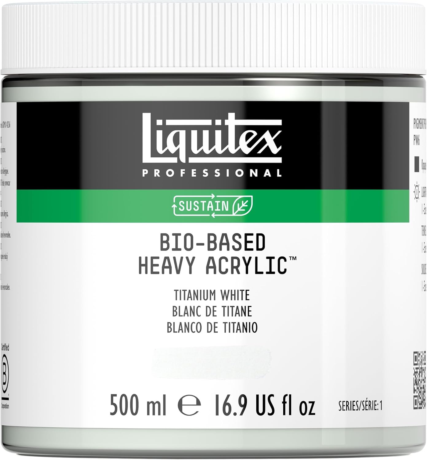 Liquitex Bio-Based Heavy Acrylic, 500ml (16.9-oz), Titanium White