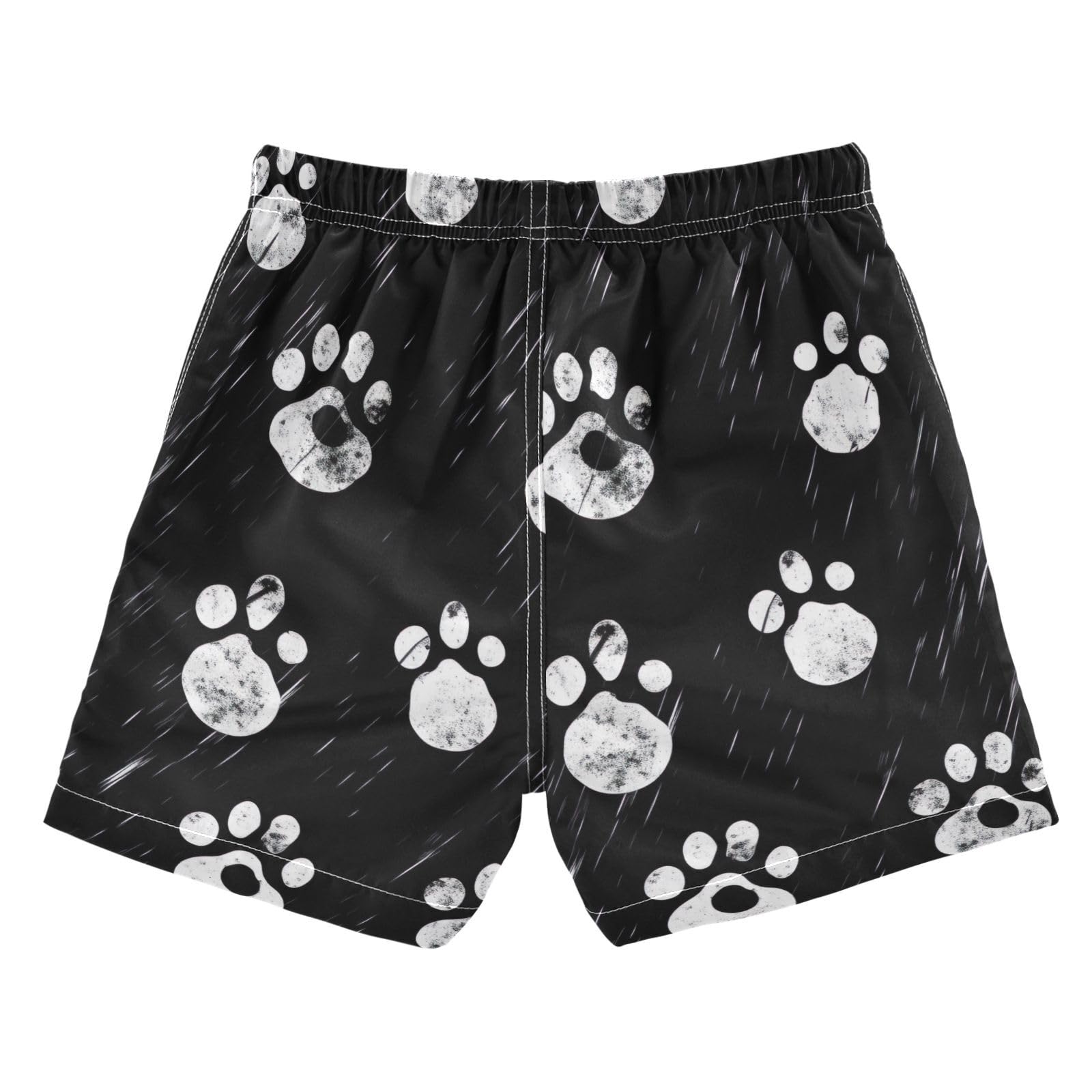FLildon Graffiti Paw Pattern Little Boys Swim Trunks with Mesh Lining Quick Dry Beach Board Shorts, 3T