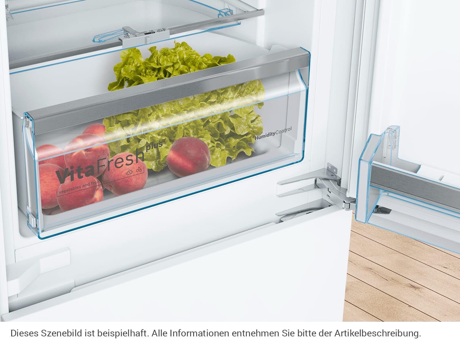 Bosch KIS77AFE0 seria 6 lodówko-zamrażarka do zabudowy, wnęka 158 x 56 cm, chłodzenie 169 l + 61 l zamrażanie, zawias płaski, Made in Germany, VitaFresh plus 2 x dłuższa świeżość, LowFrost rzadziej