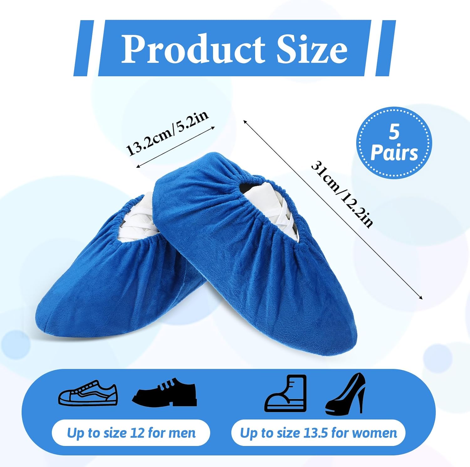 5 Pairs Non-slip Reusable Shoe Covers for Indoors, Multicolor Thickened Flannel Shoe Protector Cover Safety Walking Boot Cover Universal Washable Foot Shoes Covers for Office Laboratory Households - Image 3