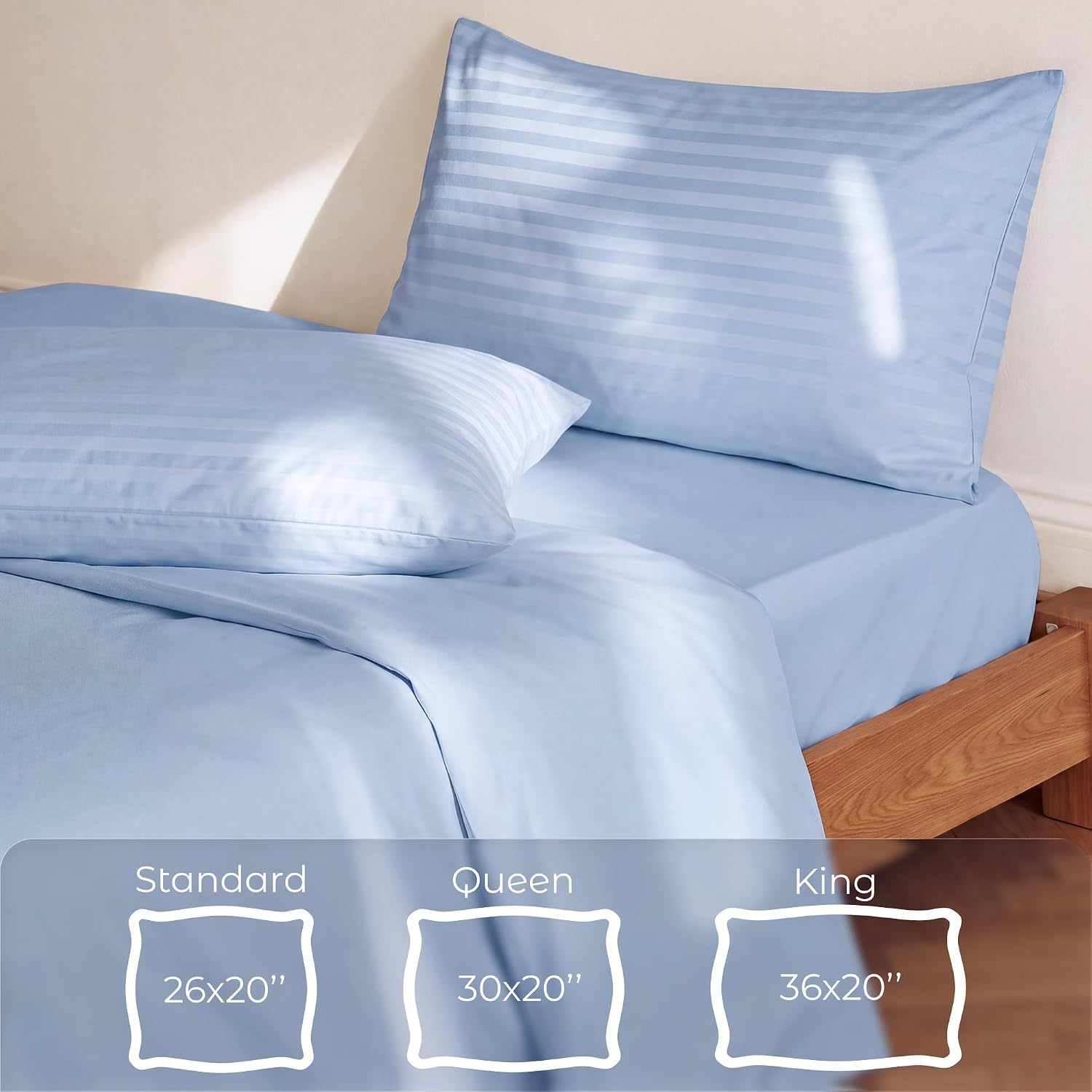 FAUNNA 600TC 100% Cotton Pillow Protectors, Queen Size (20x30), 4 Pack