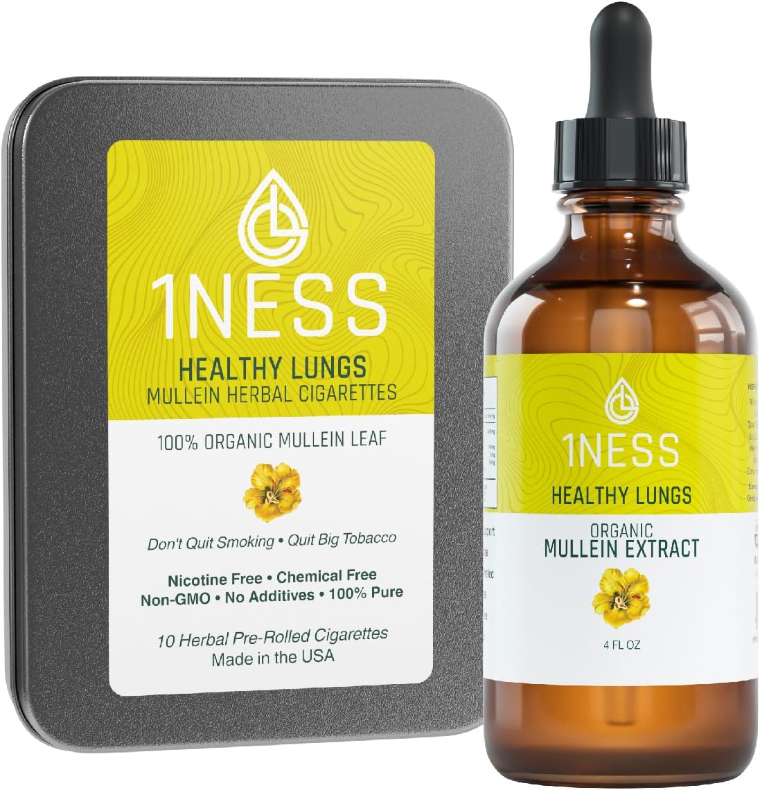 Powerful Mullein Better Lung Kit | Boost Lungs Naturally | Complete Liquid Drops with Chlorophyll & Pure Mullein Leaf Rolls | Organic & Non-GMO (4 fl oz Combo)
