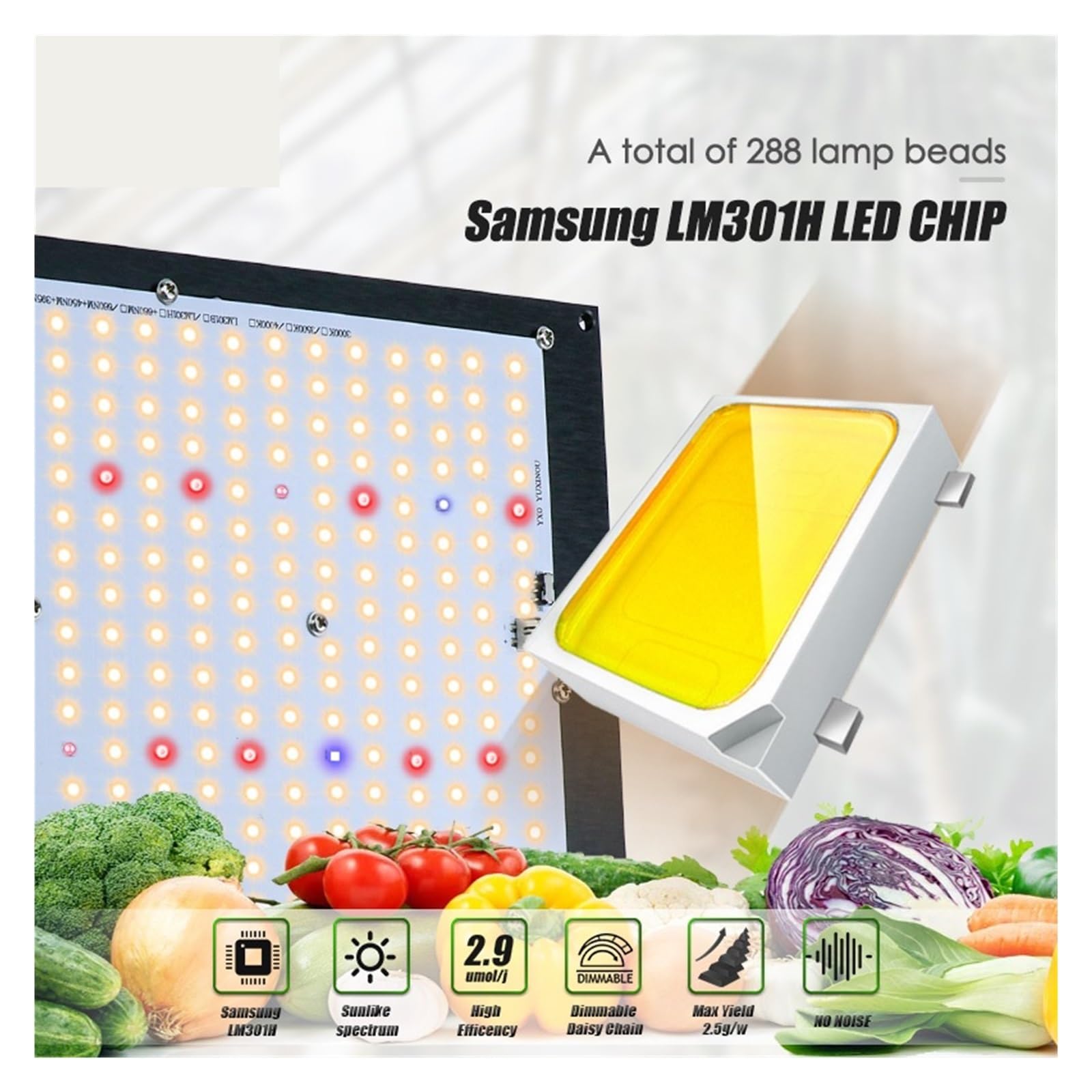 Lampe de Plante, Lampe de Croissance LED UV IR Tech, Panneau LED LM301H V2, 120/240/320/480W, avec Pilote, Variable(3000k,240W)