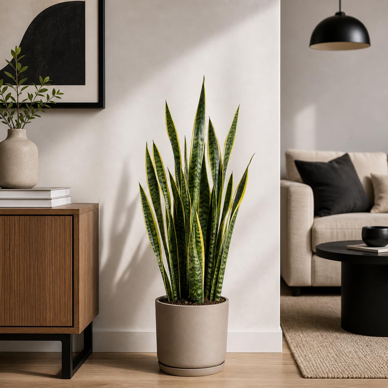 Sansevieria Laurentii Extra Altezza 120 cm - Pianta VERA Unica nel Suo Genere con vaso da 24 cm di diametro - Foglie con Bordi Dorati - Decorazione d'Interni d'Impatto.