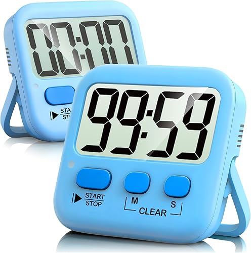 Miniatura 12 de Antonki Paquete de 2 temporizadores digitales para niños, temporizadores de cocina magnéticos de cuenta regresiva para cocinar, huevos, aula,