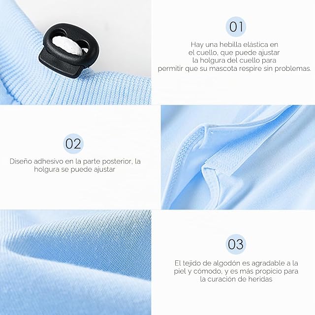 Foto 3 de 6 de MEMOFYND Traje de cuidado de gatos azul de 1 pieza, mono azul para gatos, traje de recuperación de gatos