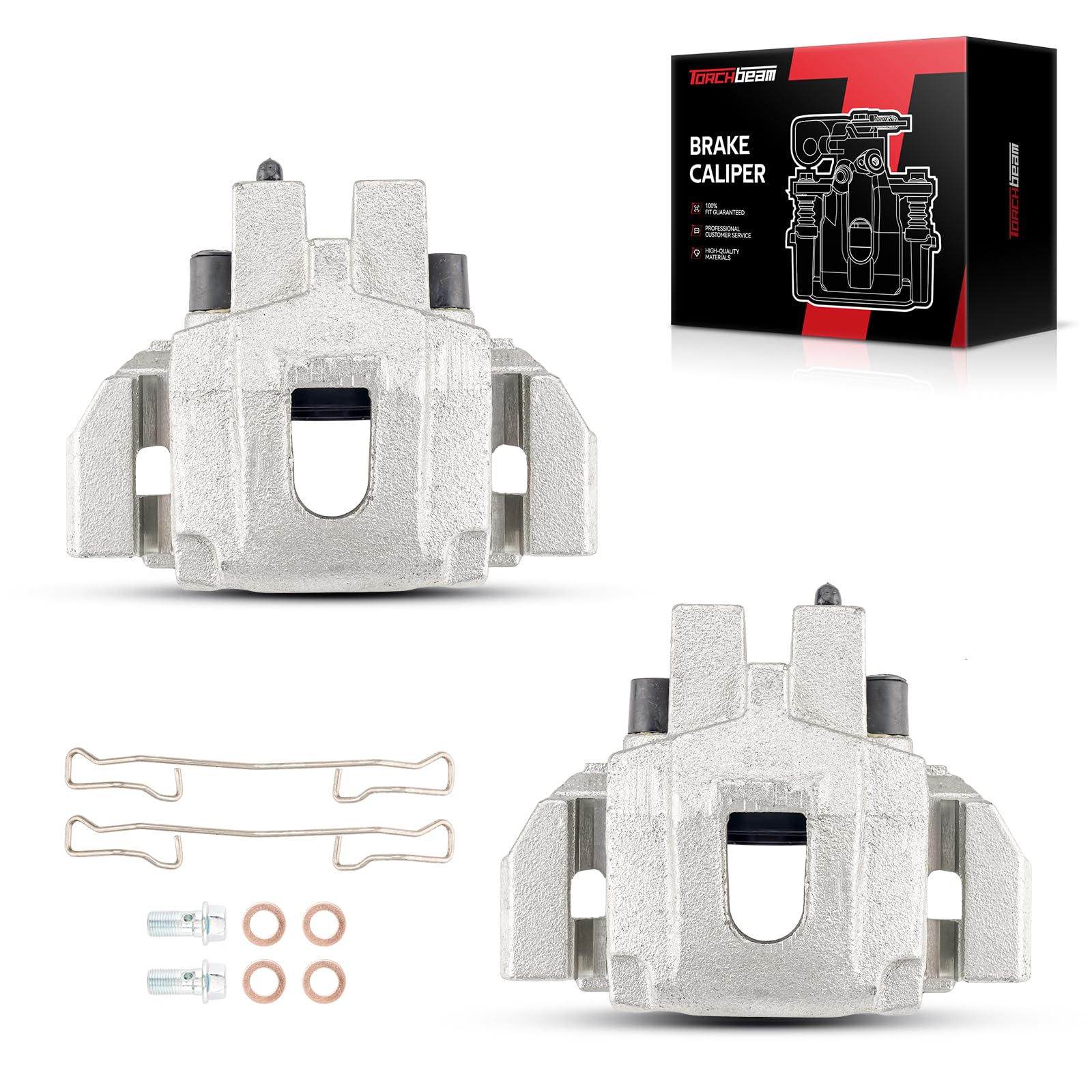 Torchbeam 2PCS Rear Driver and Passenger Side Brake Caliper for Jeep for 1999-2004 Grand Cherokee Disc Brake Caliper Assembly with Bracket Replace #18B4819+18B4818