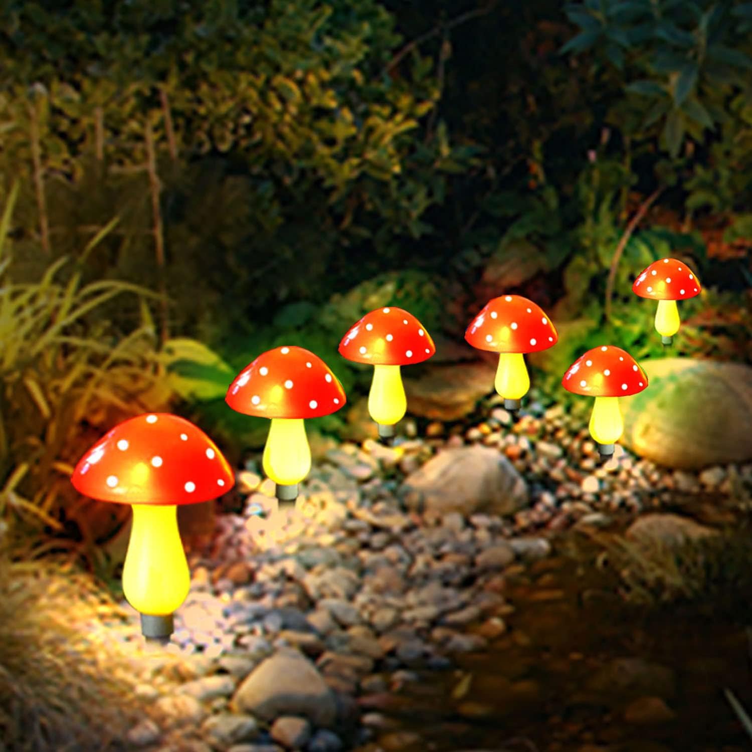 Upgraded 8-Pack Red Solar Mushroom Lamp for Garden Decor, 8 Modes Solar Mushroom Garden Lights Outdoor Waterproof Mushroom Solar String Lights for Christmas Halloween Garden Pathway Yard Lawn