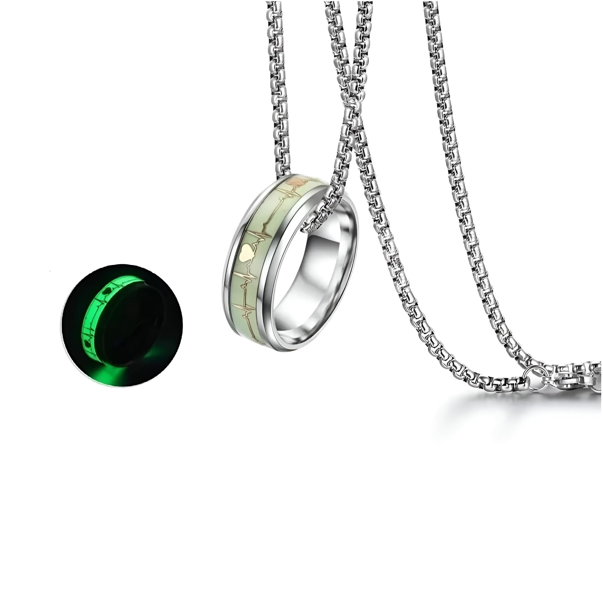 Radium Ring (Glow in the Dark) Stainless Steel Pendant With Chain …