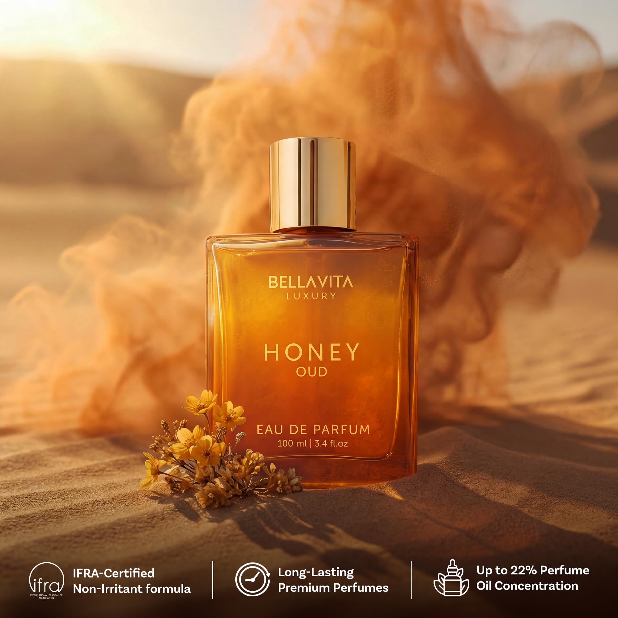 BellaVita Luxury Honey Oud Eau de Parfum 100 ml Patschuli Vanille Bergamotte blumig würzig Unisex-Duft