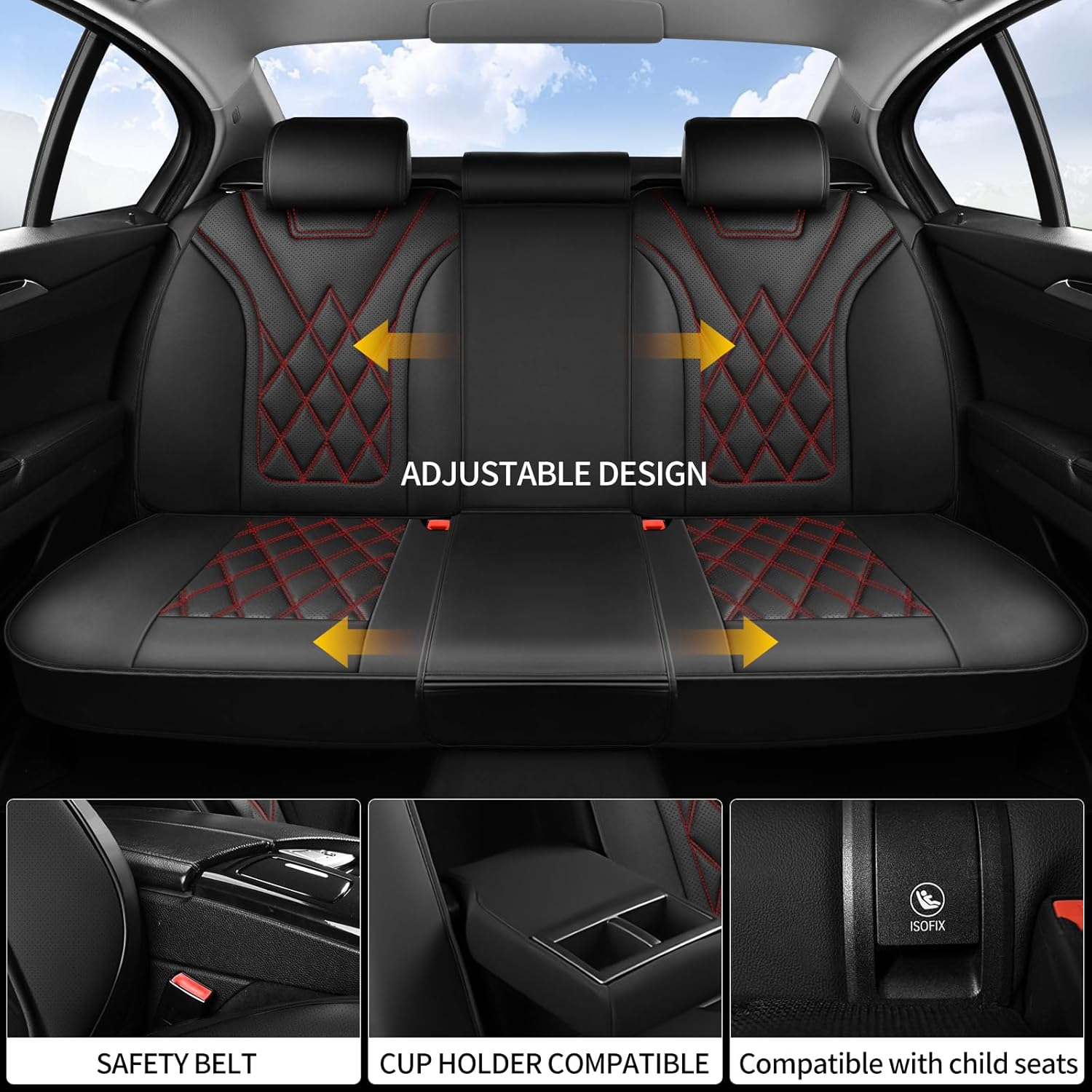 Car Seat Covers Compatible with Nissan Titan 2009-2025 2026 - Waterproof Luxury Leather All-Weather Seat Cushions Protectors, Airbag Compatible, Only 2 Front seat Covers (Redline)