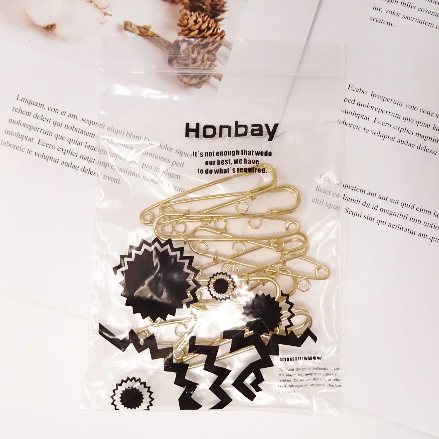 Honbay 10PCS 5.7cm/2.24inch Heavy Duty Safety Pins Brooch with 3 Holes for Blankets, Skirts, Kilts, Knitted Fabric, Crafts
