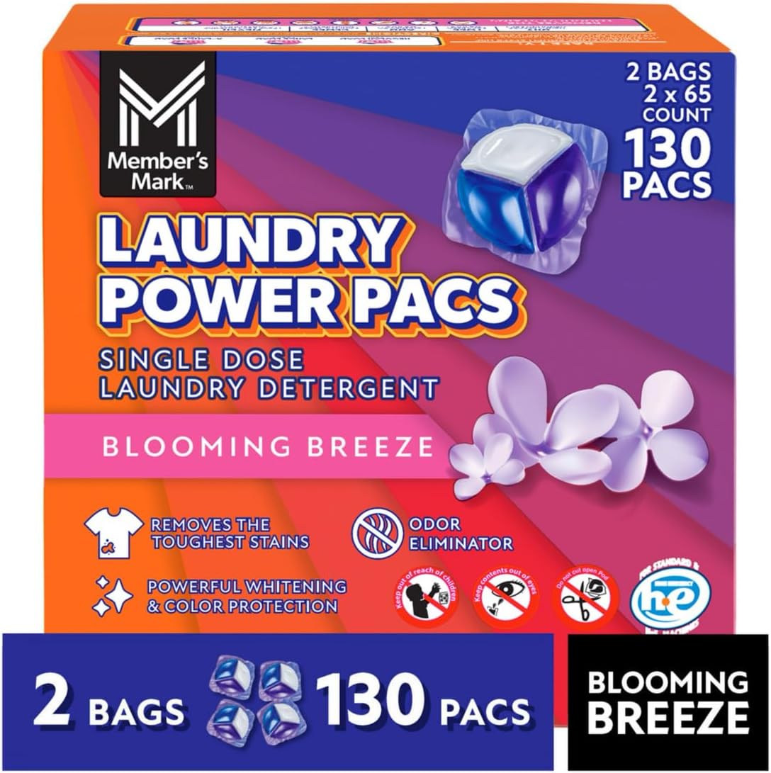 Member Marks Laundry Detergent Power Pacs, Blooming Breeze, 130 ct. Pack-1