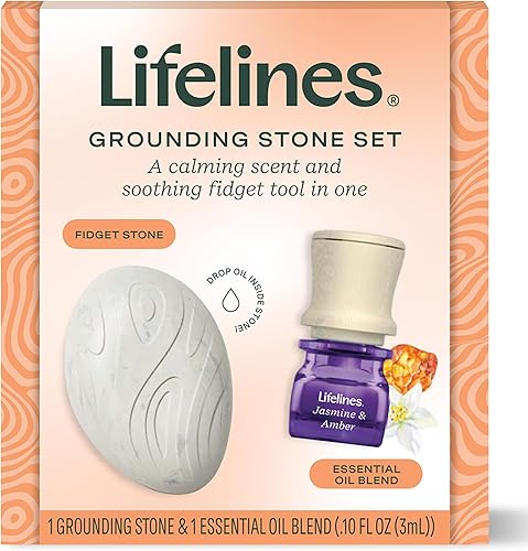 Set de regalo Lifelines con piedra de enraizamiento infundida con aroma y mezcla de aceites esenciales - Fidgets para preadolescentes, adolescentes