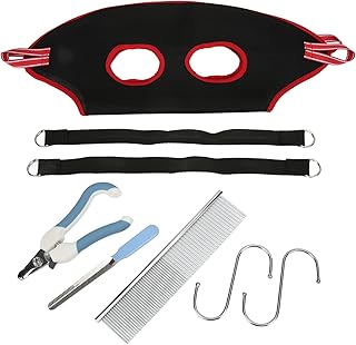 plplaaoo Pet Grooming Hammock,Dog Sling for Grooming, Dog Grooming Hammock, Breathable Thickened Pet Grooming Harness with Nail Clipper Comb for Cat[S-B99537Red]