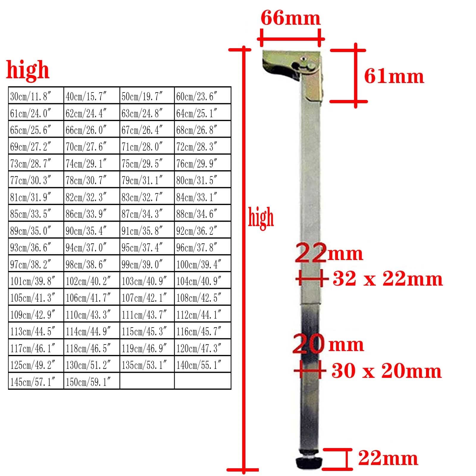 Patas de Mesa Extensibles y Ajustables de Acero Inoxidable, Soportes metálicos de Altura Regulable para Muebles de Bricolaje, escritorios de Oficina y encimeras de Cocina (76 cm).
