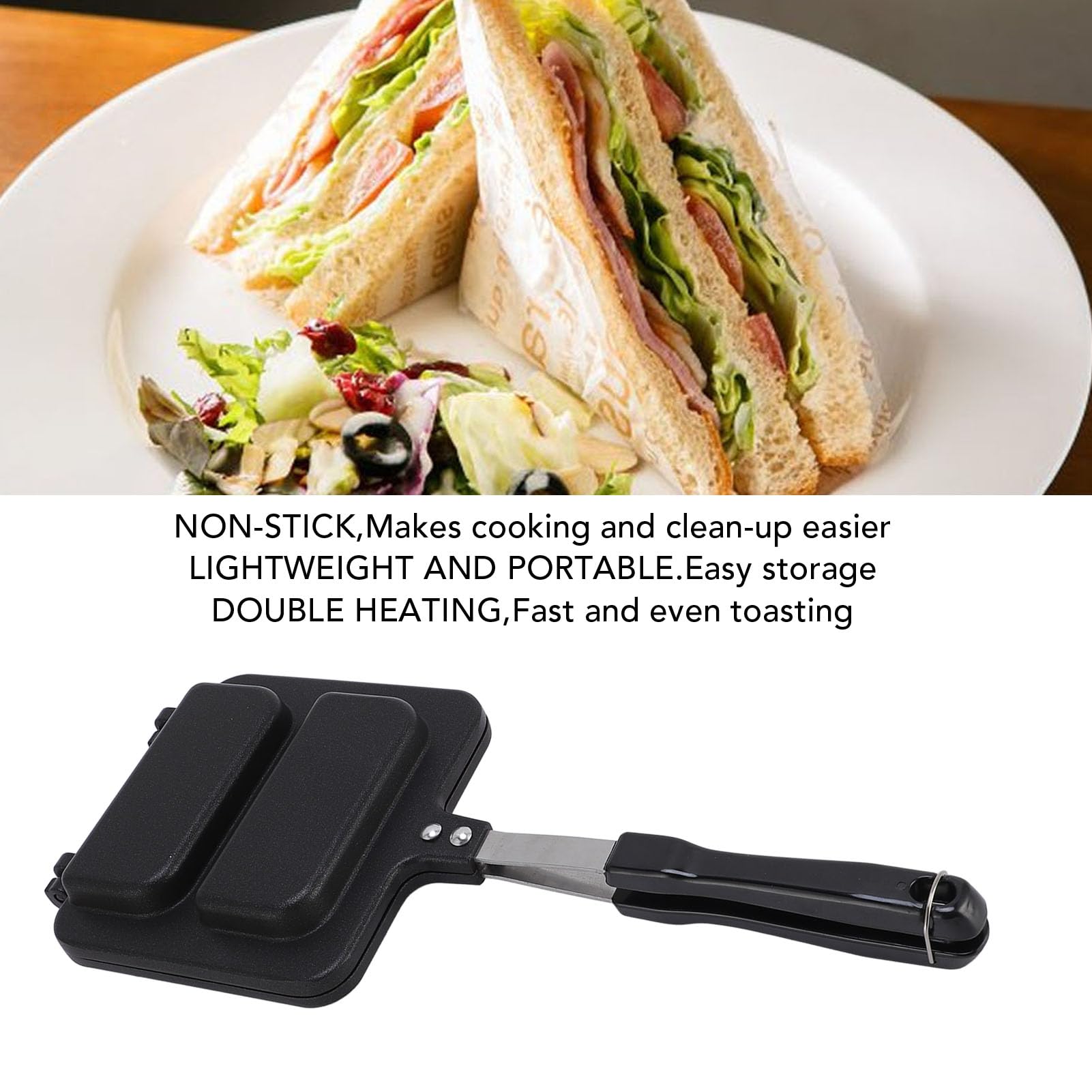 Sandwich Baking Pan with Fast Heating, Nonstick Grilled Cheese Maker for Home Kitchen, Sealing, Ideal for Dorm Rooms, Electric Sandwich Maker