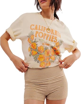 Women Cute Graphic Oversized Tees Fish Lobster Printed Y2K Baggy T Shirts Teen Girls Preppy Vintage Aesthetic Summer Tops