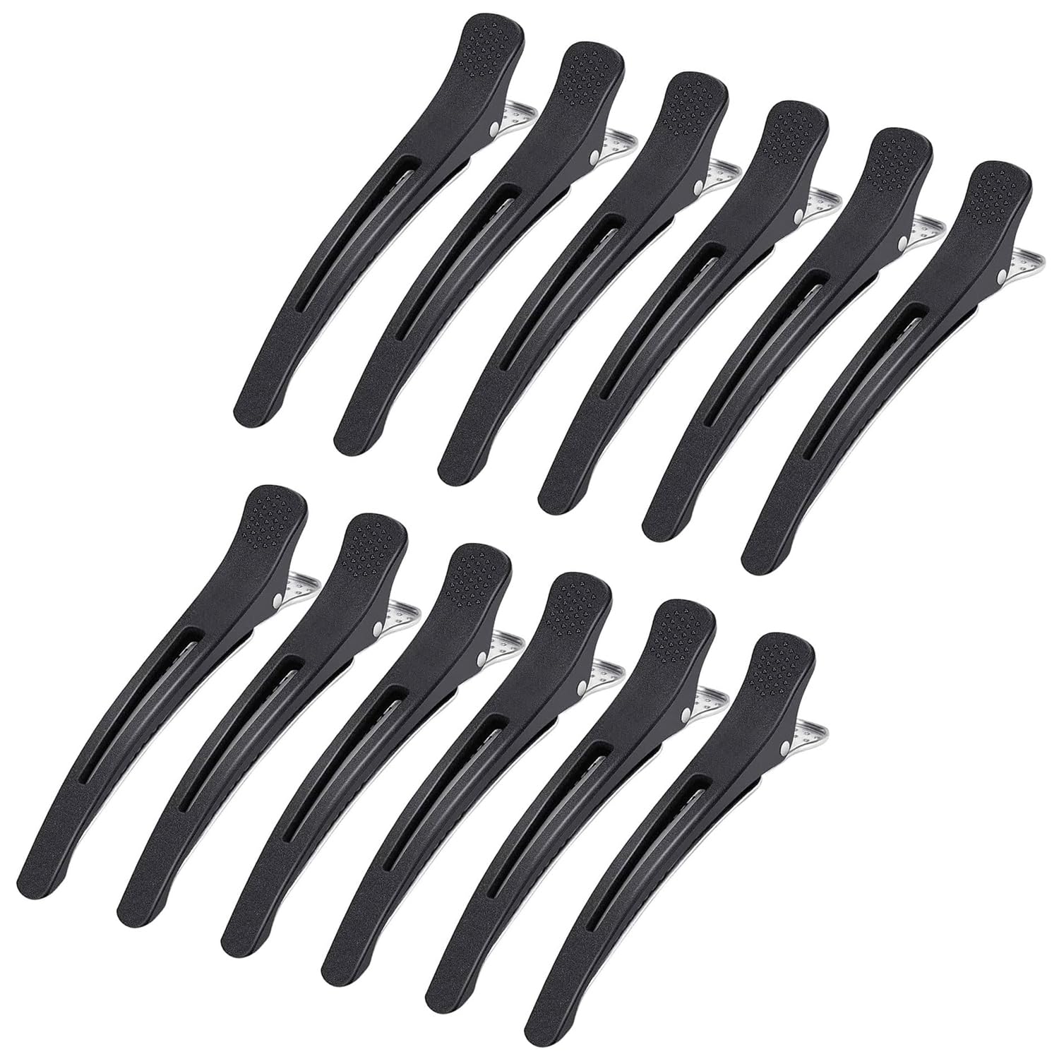 12 Pcs Professional Hair Clips for Styling Sectioning Non Slip No-Trace Duck Billed Hair Clips with Silicone Band