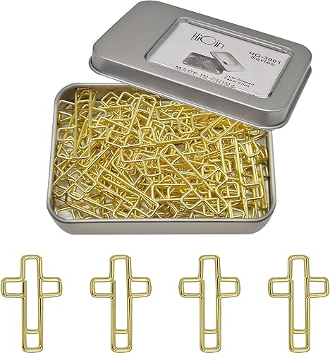 50 clips de papel de cruz dorada, clips para marcapáginas de la Biblia, suministros de estudio bíblico, accesorios para mujeres