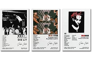 KUCOON Playboi Carti Whole Lotta Red Poster Unframed Set of 3 for Bedroom Decor