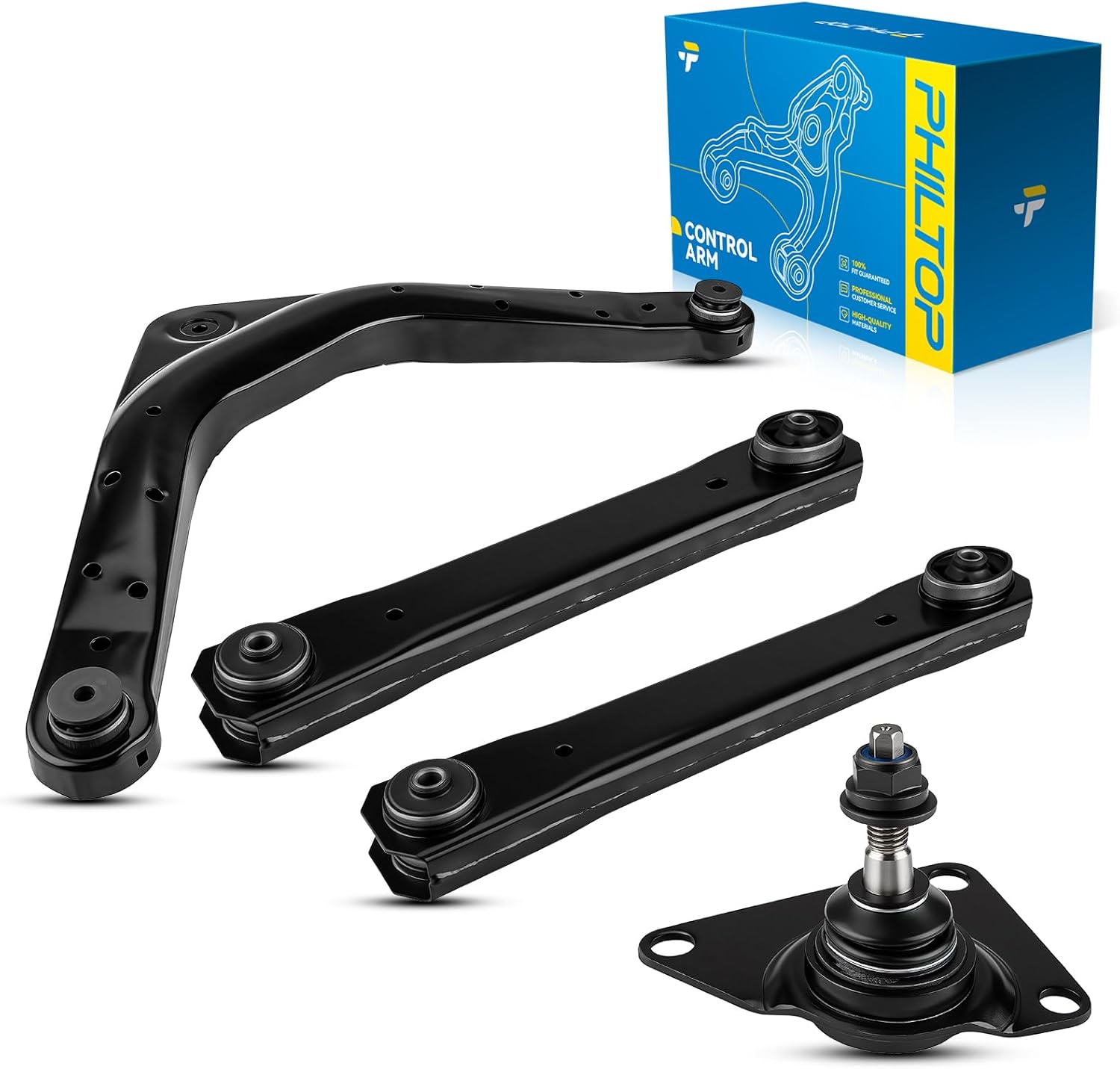 PHILTOP 4Pcs Rear Suspension Kit Fit for 1999-2004 Grand Cherokee,1 Upper Control Arm D251073+1 Upper Ball Joint K7450+2 Lower Control Arms MS251028
