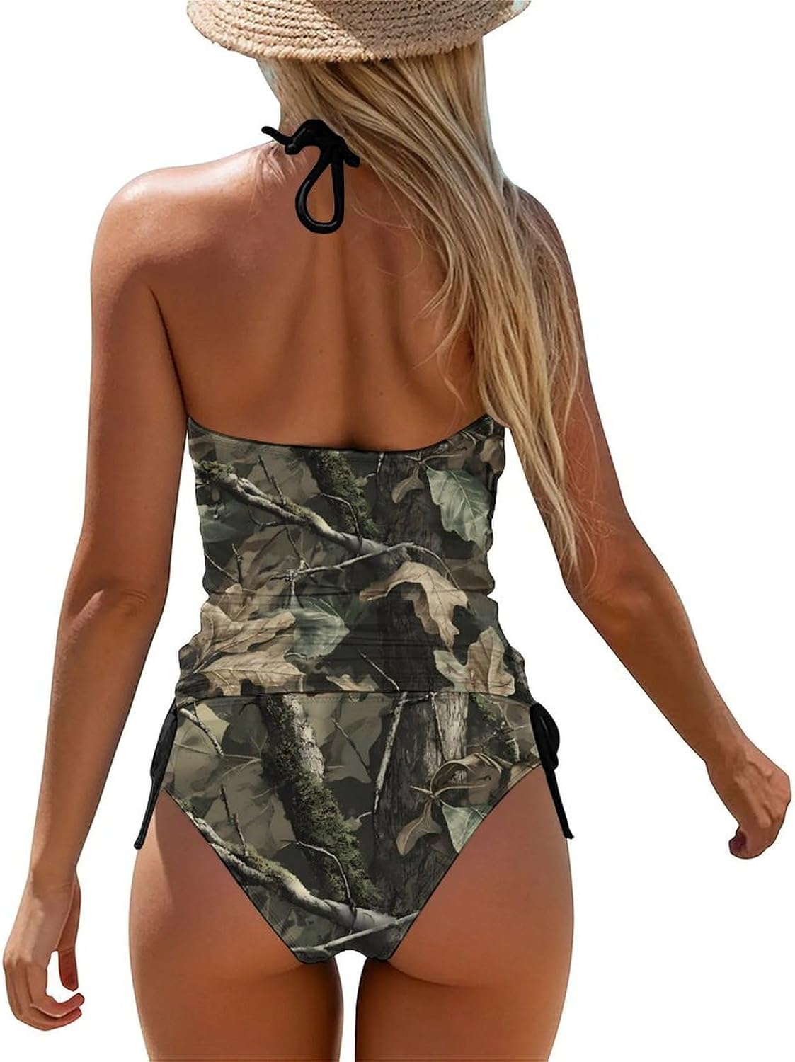 Hunting Camouflage Hunt Women Tankini 2 Piece Swim Bathing Suits | tummy control,high neck top with bottom,swimwear,swimsuits