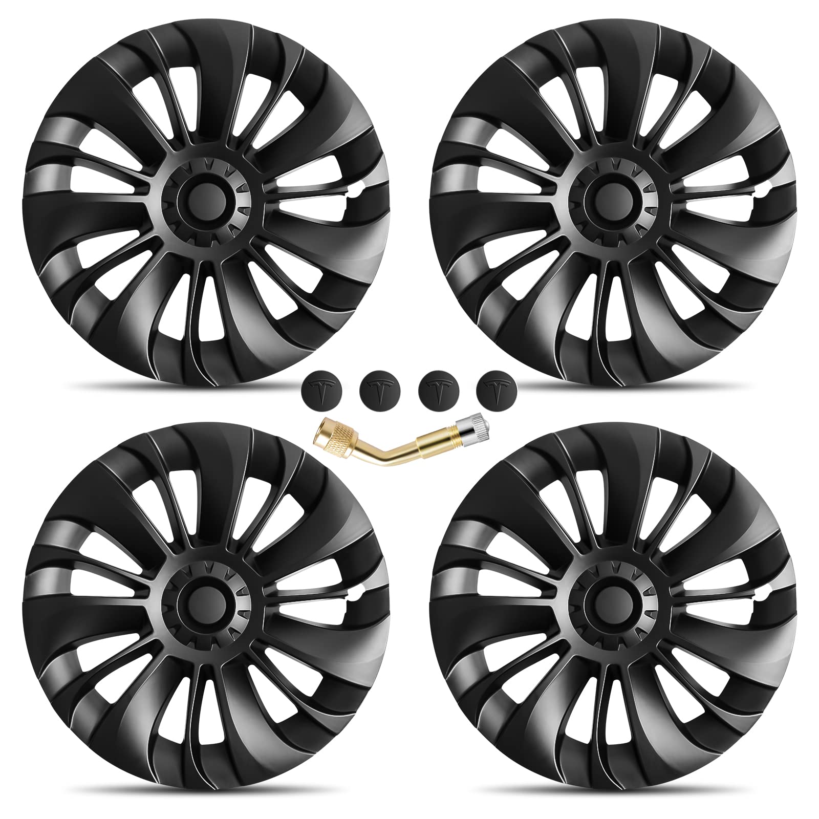 Photo 1 of ALEVILB Hubcaps for Tesla Model Y 2023 19 Inch Wheel Cover Model Y Accessories Full Protection (Cyclone Black)