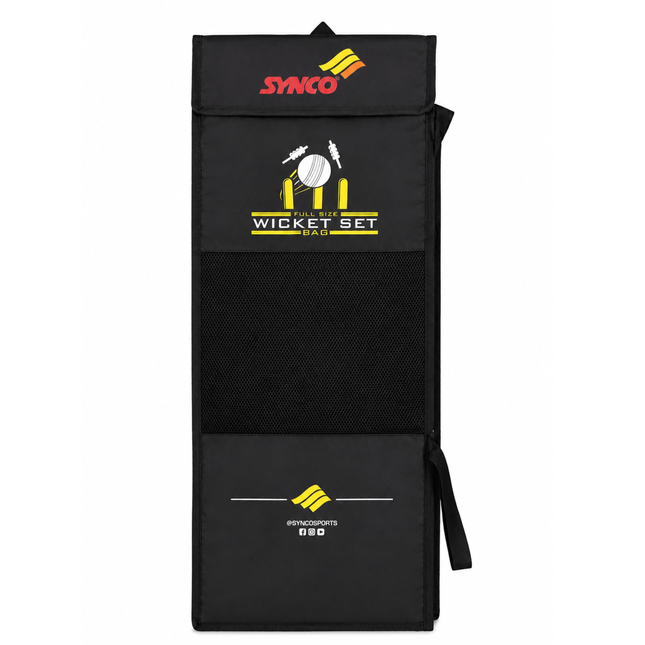 Synco Cricket Wicket Carry Bag with Shoulder Strap, Premium Polyester Mesh Storage Bag for Full Size Cricket Wicket Set, 32.5 x 11.8 Inch, Velcro Closure, Black & Yellow-picture-11