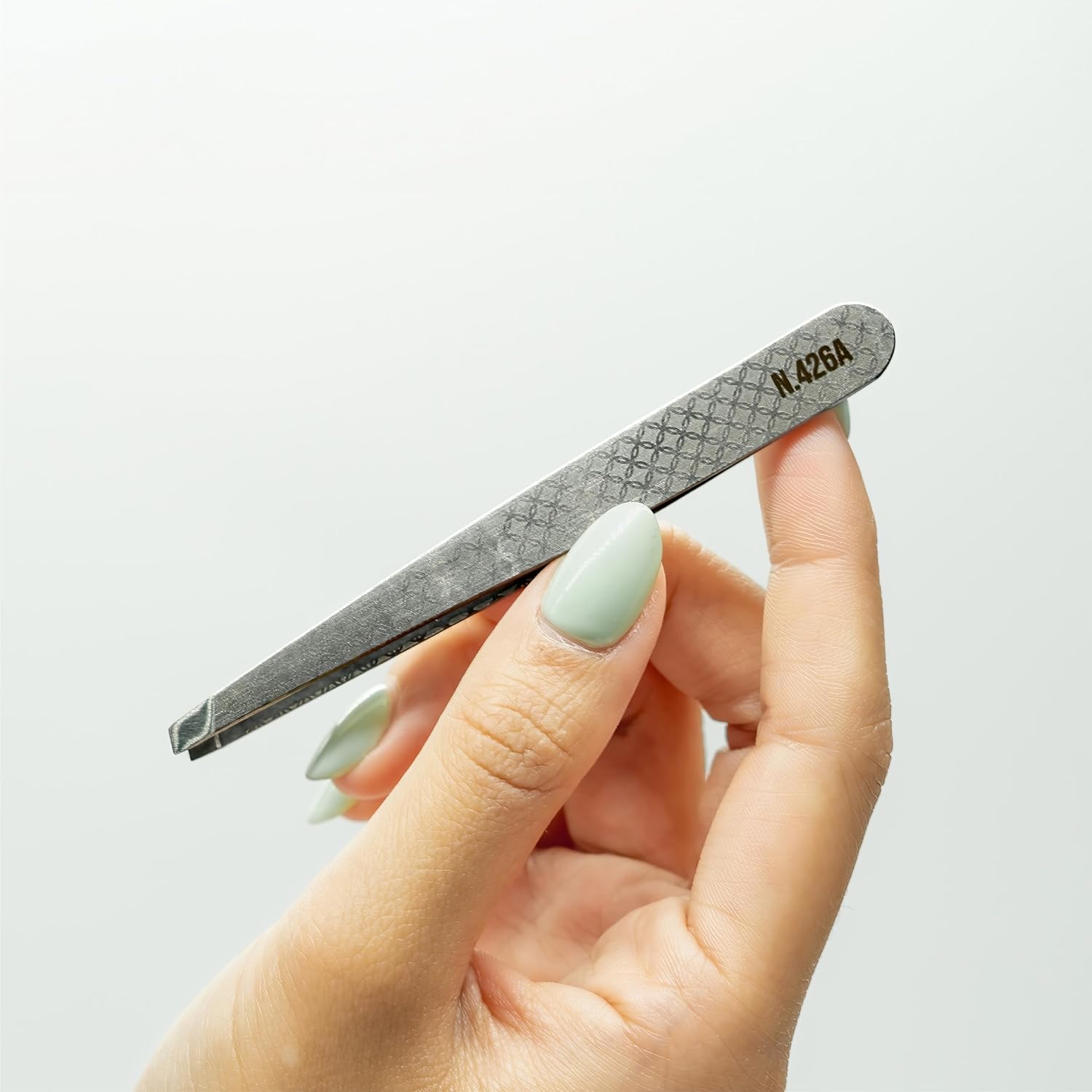 NGHIA Slanted Tip Tweezer N-426 Combo| Special Design Printed | Stainless Steel | Ergonomic Eyebrow Tweezer for Precision Grooming | Hair Removal