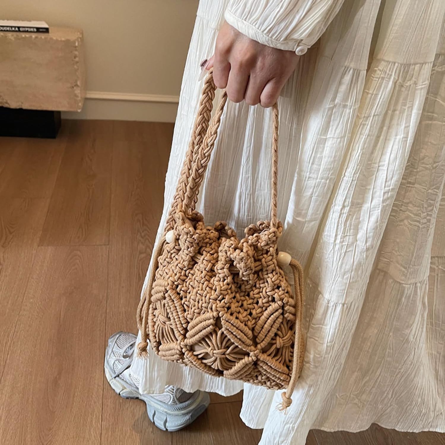 Cute Straw Fabric Tote Bag Purse for Women Y2k Purse Shoulder Handbag Straw Tote Bag - Image 5