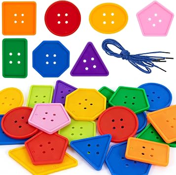 PAGOW 23pcs Large Buttons for Crafts, Colorful Buttons with Threading Rope
