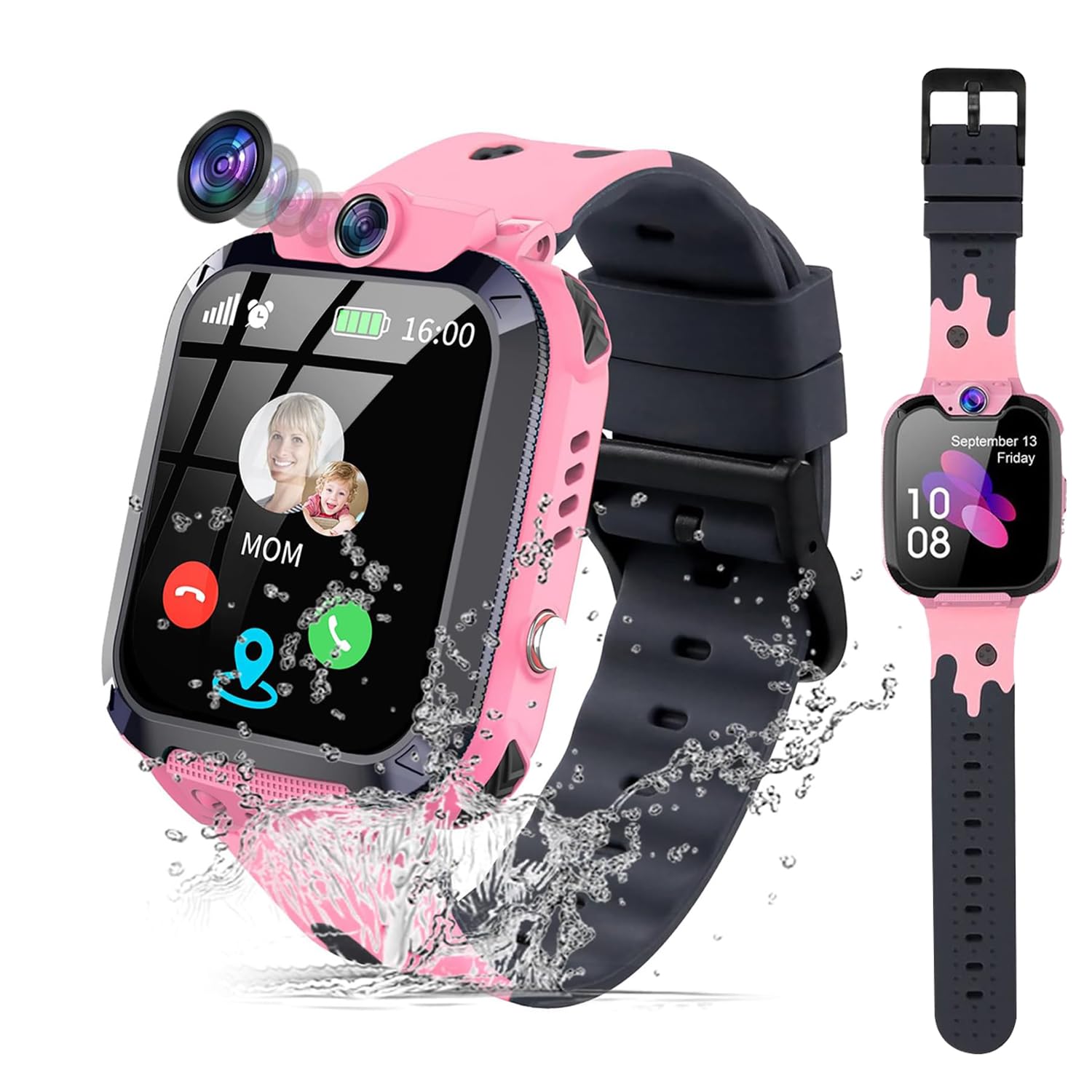 Olivfant Reloj Inteligente Niños con Llamand Bidireccional, SOS, Calculadora, Alarma, Cámara, Juegos Reloj Inteligente de Moda para Niños de 4 a 12 Años y Niñas Regalo (Rosa)