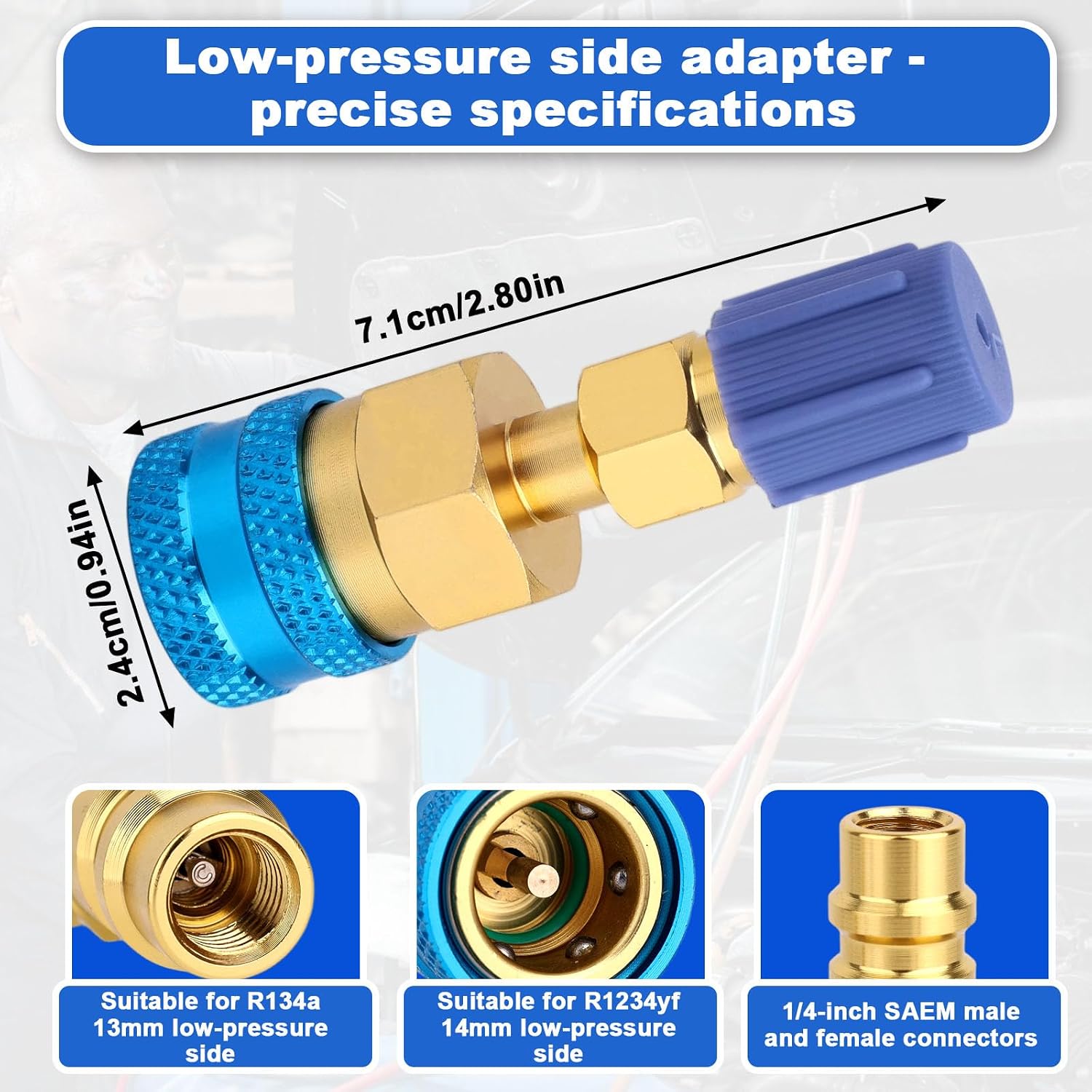 R1234yf Adapter Kit, Premium R1234yf to R134a Adapter High Low Side Connector Conversion Gas Refill Kit Plug Quick Coupler and Play for AC Refrigerant Recharge Evacuation Car Air Conditioning Fittings