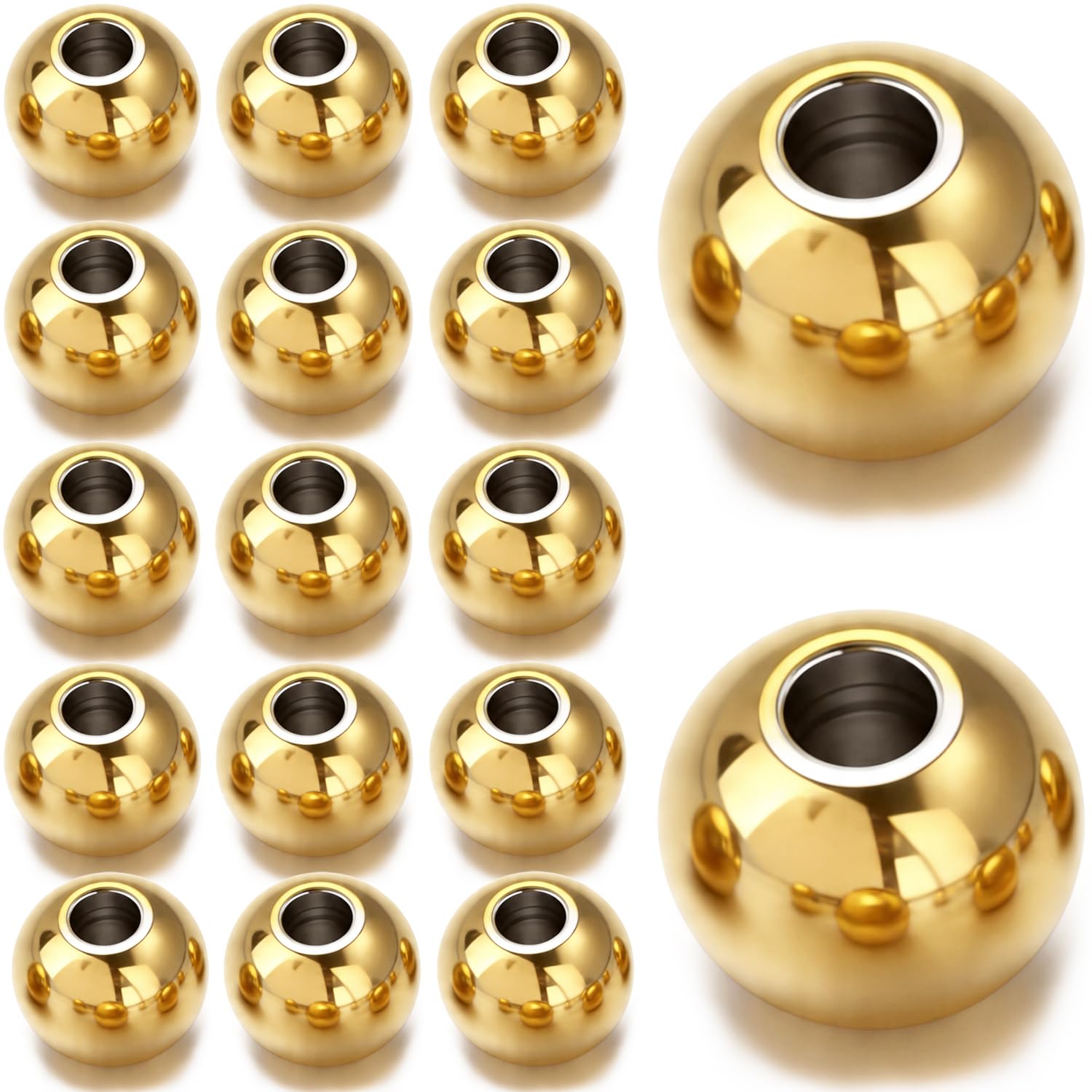 Perles rondes en acier inoxydable or 6mm pour fabriquer vos bijoux d'été à la plage