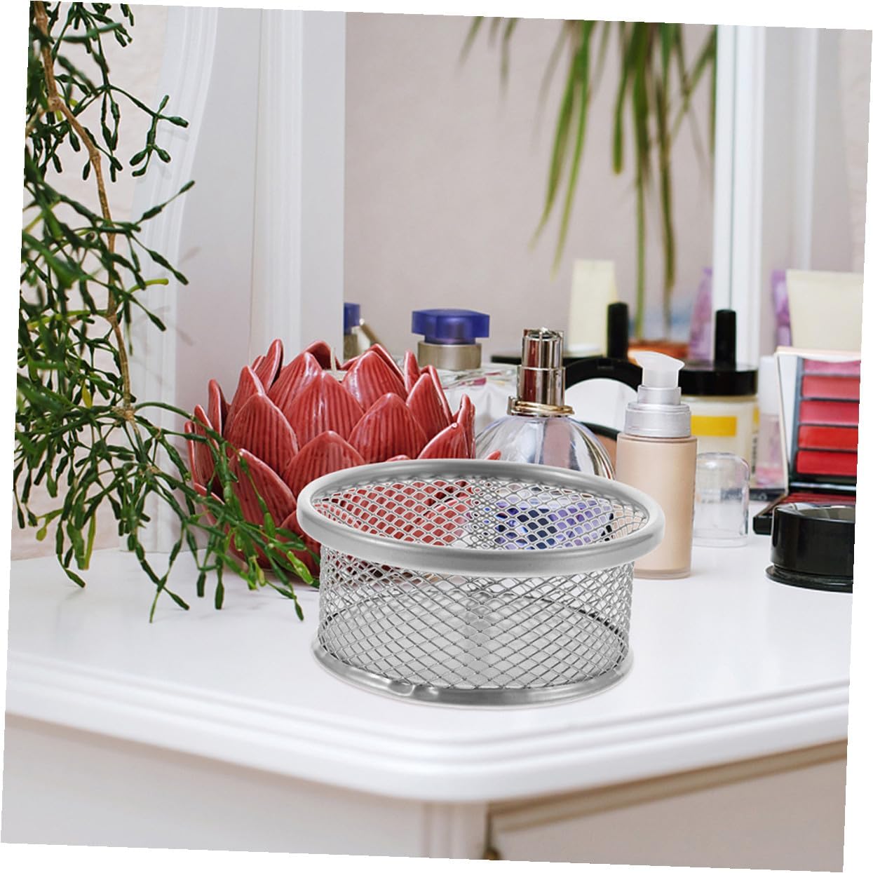 8Pcs Metal Mesh Paperclip Holders Office Storage Buckets for Clips Sundries Organizer Containers Desk Dispensers for Small Items Home School Supplies
