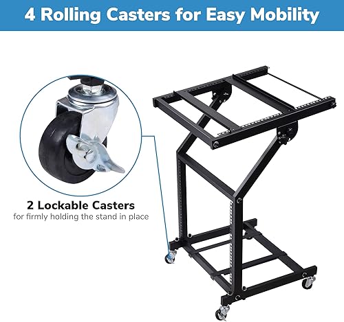 Miniatura 3 de AW, soporte ajustable con ruedas para mezcladora de DJ, equipo de música de estudio, para fiestas, 9U