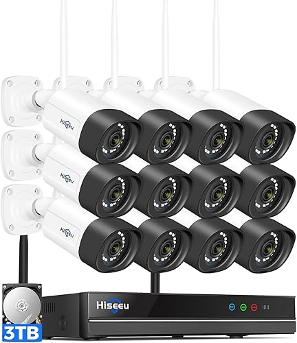 Vista 41 de 【Doble Wi-Fi, audio de 2 vías】Sistema de cámara de seguridad WiFi 2K, 3 megapíxeles, NVR expandible de 8 canales, disco duro de 1 TB, cables de 4