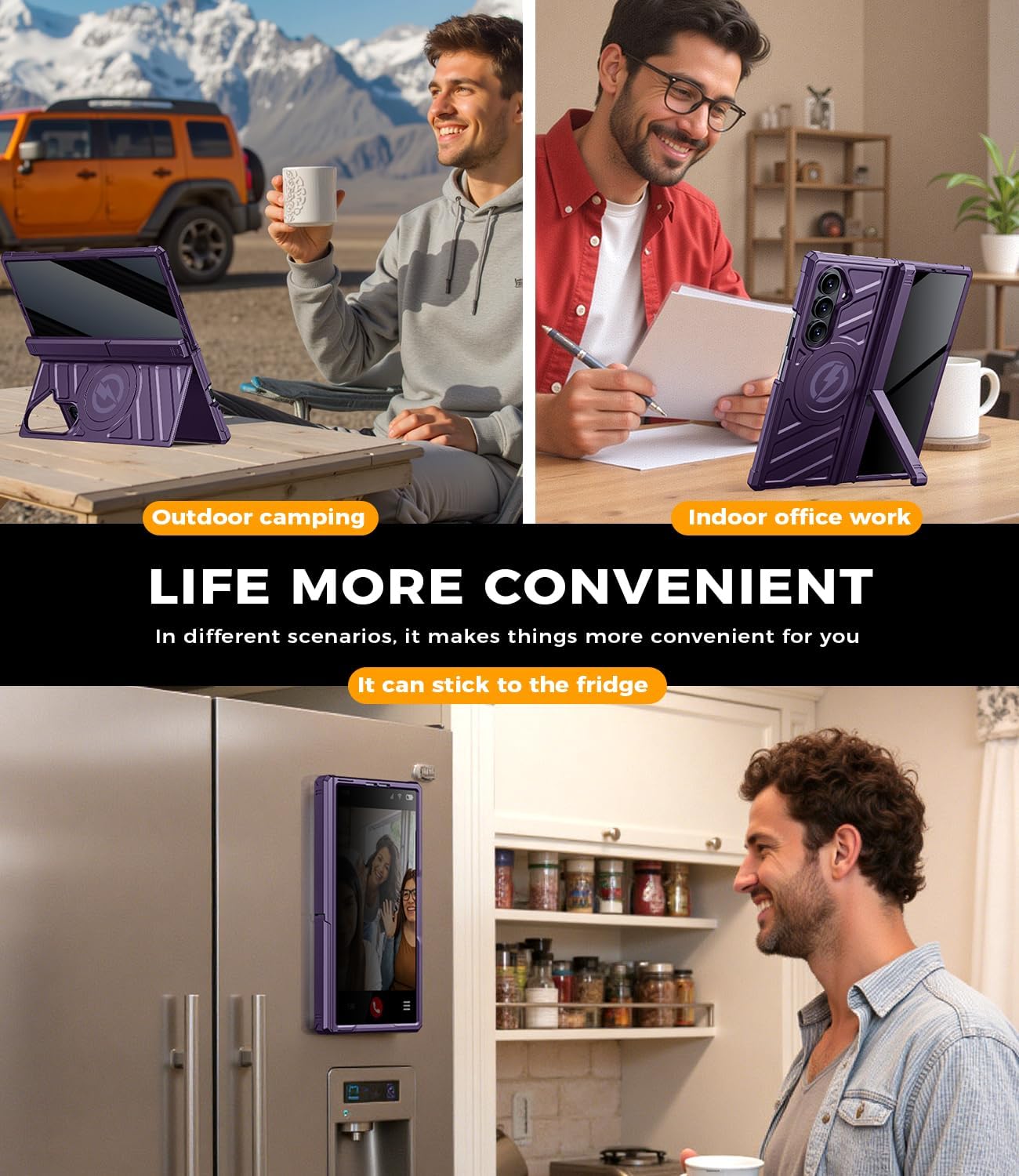 Magnetic for Samsung Z Fold 7 Case: Durable Phone Case with Privacy Screen Protector [Compatible with Magsafe][Hinge Protection] Invisible Dual Stand for Galaxy Fold7 5g 2025