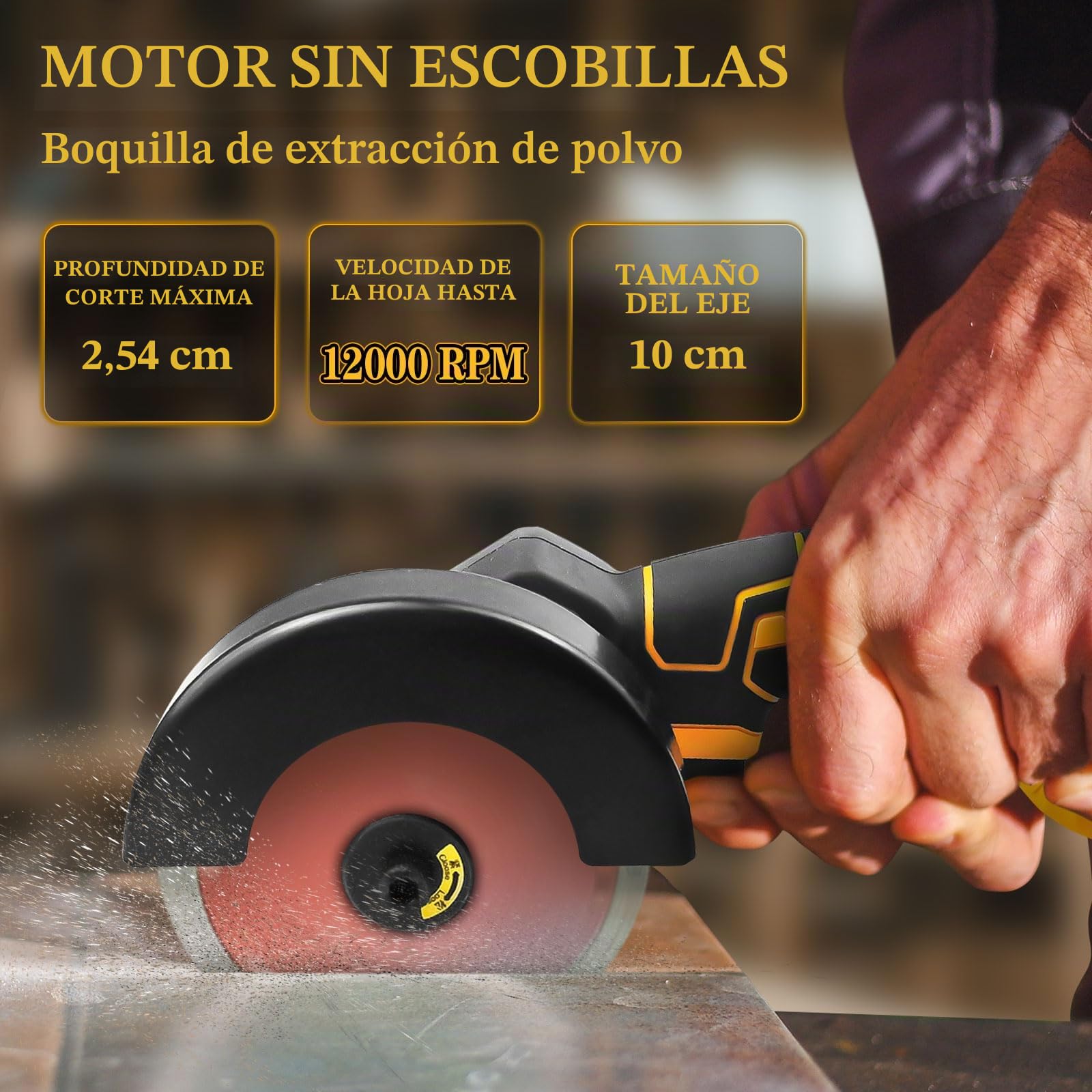 Amoladora angular inalámbrica para Dewalt 20 V, 12 000 rpm, herramienta de corte inalámbrica, amoladora eléctrica, motor sin escobillas con 6 cuchillas de 100 mm para cortar madera, plástico y metal