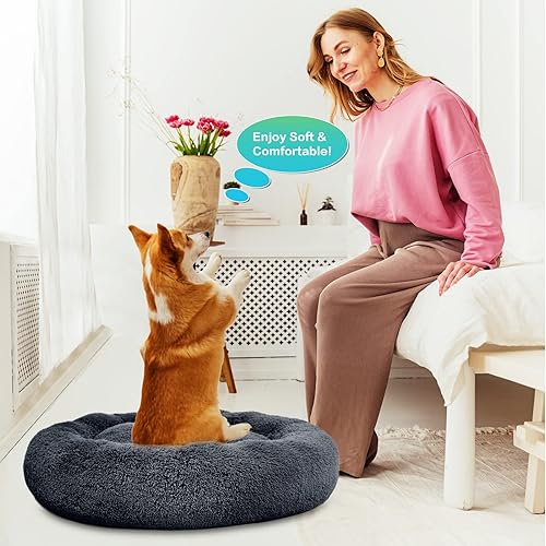Miniatura 7 de SAVFOX Cama calmante para perros, cama antiansiedad, cama de perro de felpa para perros pequeños, tamaño mediano, grande y XL, cama suave y cómoda
