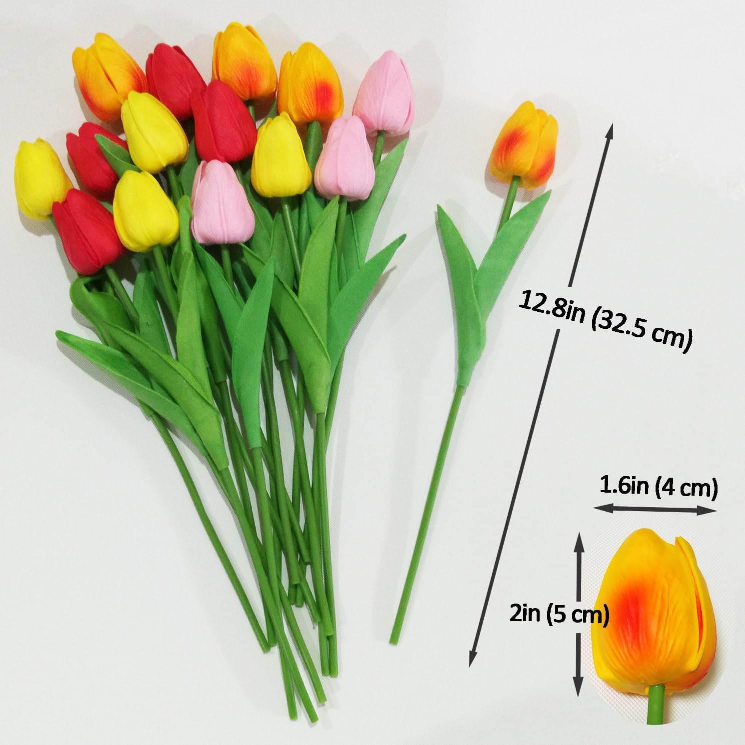 15 Stems Multicolor Flowers PU Real Touch Tulip Artificial Flowers Bouquet for Spring Wreath Wedding Bouquet Festival Party Home Office Décor DIY (Mix 4 Color) - Image 5