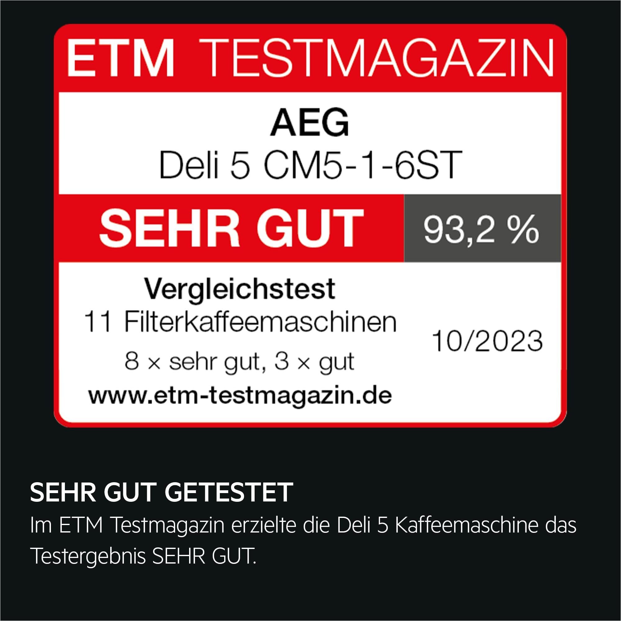 AEG Kaffeemaschine Deli 5, 1,5 l, Programmierbarer Timer, Warmhaltefunktion, Sicherheitsabschaltung, Wasserstandsanzeige, Optimale Mengendosierung, Anti-Tropf-Funktion, Edelstahl, CM5-1-6ST